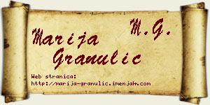 Marija Granulić vizit kartica